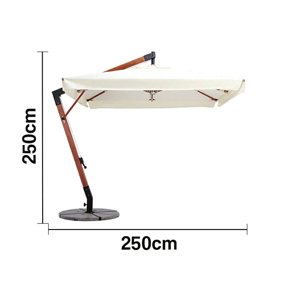 SOLARA Outdoor Patio Umbrella - 250/300cm Square Cantilever (Standard), Reinforced 8-Rib Design, Adjustable Arm, Sun & Rain Protection - Beige