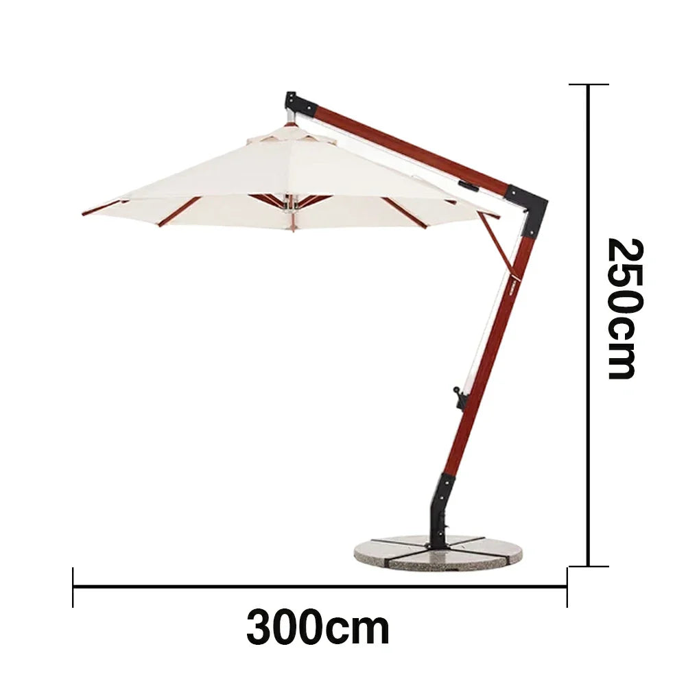 SOLARA Outdoor Patio Umbrella - 250/300cm Round Cantilever (Standard), Reinforced 8-Rib Design, Adjustable Arm, Sun & Rain Protection - Beige