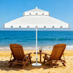 SOLARA Outdoor Patio Umbrella - 250/270cm Round Double-Tier Canopy with Valance, Better Venting & Wind Stability, Sun & Rain Protection, 20kg Marble Base Included - White