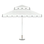 SOLARA Outdoor Patio Umbrella - 250/270cm Round Double-Tier Canopy with Valance, Better Venting & Wind Stability, Sun & Rain Protection, 20kg Marble Base Included - White