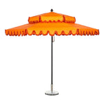SOLARA Outdoor Patio Umbrella - 250/270cm Round Double-Tier Canopy with Valance, Better Venting & Wind Stability, Sun & Rain Protection, 20kg Marble Base Included - Orange