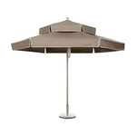 SOLARA Outdoor Patio Umbrella - 250/270cm Round Double-Tier Canopy with Valance, Better Venting & Wind Stability, Sun & Rain Protection, 20kg Marble Base Included - Grey