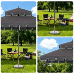 SOLARA Outdoor Patio Umbrella - 250/270cm Round Double-Tier Canopy with French Scalloped Valance, Better Venting & Wind Stability, Sun & Rain Protection, 20kg Marble Base Included - Grey