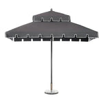 SOLARA Outdoor Patio Umbrella - 250/270cm Round Double-Tier Canopy with French Scalloped Valance, Better Venting & Wind Stability, Sun & Rain Protection, 20kg Marble Base Included - Grey
