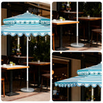 SOLARA Outdoor Patio Umbrella - 250/270cm Round Double-Tier Canopy with French Scalloped Valance, Better Venting & Wind Stability, Sun & Rain Protection, 20kg Marble Base Included - Blue