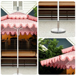 SOLARA Outdoor Patio Umbrella - 250/270cm Round Double-Tier Canopy with French Scalloped Valance, Better Venting & Wind Stability, Sun & Rain Protection, 20kg Marble Base Included - Pink Polka Dot