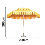 SOLARA Outdoor Patio Umbrella - 250/270cm Round Double-Tier Canopy with French Scalloped Valance, Better Venting & Wind Stability, Sun & Rain Protection, 20kg Marble Base Included - Yellow Polka Dot