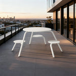 SOLARA 3/4-Seater Carbon Steel Table & Chair Set Ergonomic One-Piece Design High-Temp Coated Finish Stable Load-Bearing Structure - White