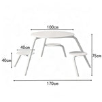 SOLARA 3/4-Seater Carbon Steel Table & Chair Set Ergonomic One-Piece Design High-Temp Coated Finish Stable Load-Bearing Structure - White