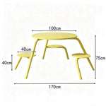 SOLARA 3/4-Seater Carbon Steel Table & Chair Set Ergonomic One-Piece Design High-Temp Coated Finish Stable Load-Bearing Structure - Yellow