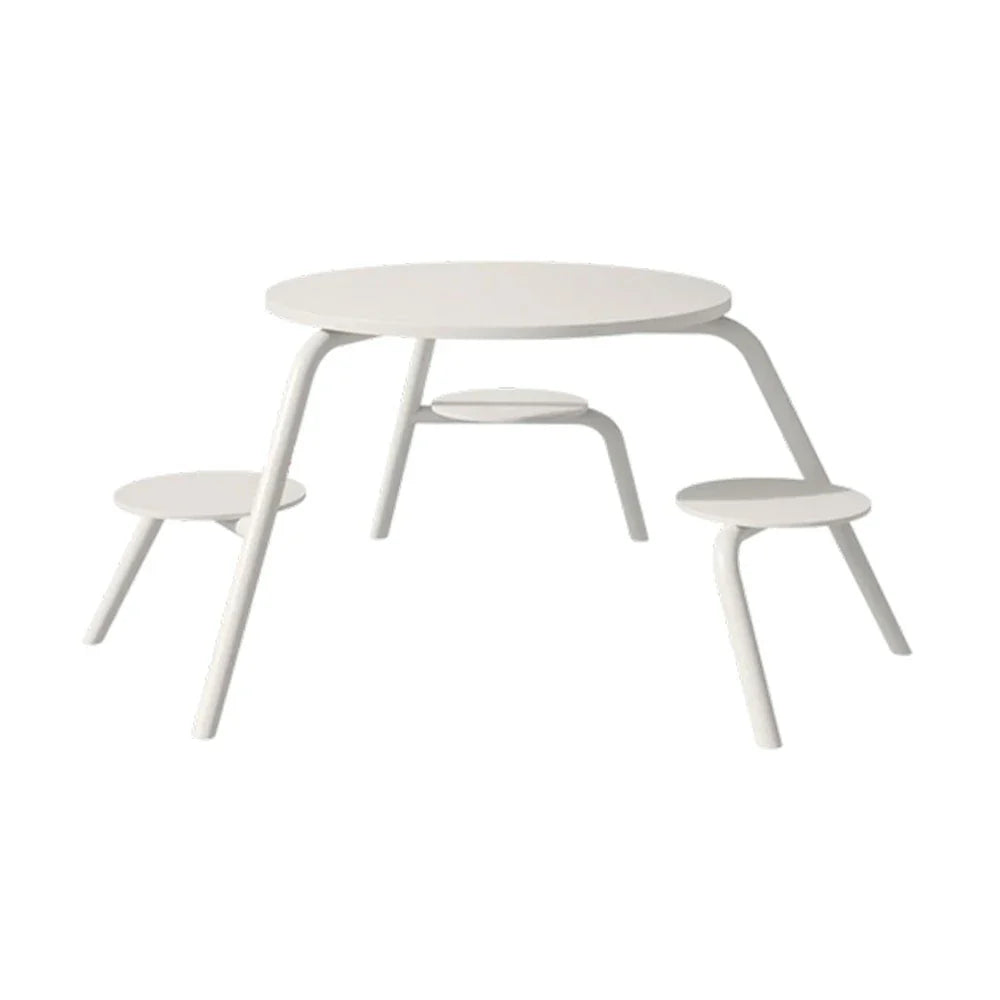 SOLARA 3/4-Seater Carbon Steel Table & Chair Set Ergonomic One-Piece Design High-Temp Coated Finish Stable Load-Bearing Structure - White