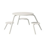 SOLARA 3/4-Seater Carbon Steel Table & Chair Set Ergonomic One-Piece Design High-Temp Coated Finish Stable Load-Bearing Structure - White