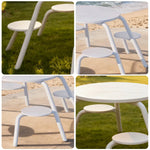 SOLARA 3/4-Seater Carbon Steel Table & Chair Set Ergonomic One-Piece Design High-Temp Coated Finish Stable Load-Bearing Structure - White