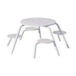 SOLARA 3/4-Seater Carbon Steel Table & Chair Set Ergonomic One-Piece Design High-Temp Coated Finish Stable Load-Bearing Structure - White