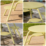 SOLARA 3/4-Seater Carbon Steel Table & Chair Set Ergonomic One-Piece Design High-Temp Coated Finish Stable Load-Bearing Structure - Yellow