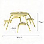 SOLARA 3/4-Seater Carbon Steel Table & Chair Set Ergonomic One-Piece Design High-Temp Coated Finish Stable Load-Bearing Structure - Yellow