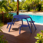 SOLARA 3/4-Seater Carbon Steel Table & Chair Set Ergonomic One-Piece Design High-Temp Coated Finish Stable Load-Bearing Structure - Blue