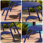 SOLARA 3/4-Seater Carbon Steel Table & Chair Set Ergonomic One-Piece Design High-Temp Coated Finish Stable Load-Bearing Structure - Blue