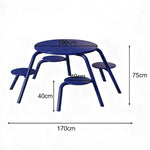 SOLARA 3/4-Seater Carbon Steel Table & Chair Set Ergonomic One-Piece Design High-Temp Coated Finish Stable Load-Bearing Structure - Blue