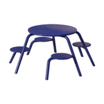 SOLARA 3/4-Seater Carbon Steel Table & Chair Set Ergonomic One-Piece Design High-Temp Coated Finish Stable Load-Bearing Structure - Blue