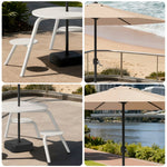 SOLARA 3/4-Seater Carbon Steel Table Chair & Umbrella Set Ergonomic One-Piece Design High-Temp Coated Finish Stable Load-Bearing Structure - White