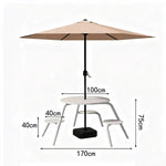 SOLARA 3/4-Seater Carbon Steel Table Chair & Umbrella Set Ergonomic One-Piece Design High-Temp Coated Finish Stable Load-Bearing Structure - White