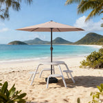 SOLARA 3/4-Seater Carbon Steel Table Chair & Umbrella Set Ergonomic One-Piece Design High-Temp Coated Finish Stable Load-Bearing Structure - White