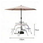 SOLARA 3/4-Seater Carbon Steel Table Chair & Umbrella Set Ergonomic One-Piece Design High-Temp Coated Finish Stable Load-Bearing Structure - White