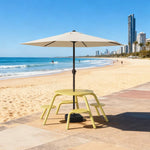 SOLARA 3/4-Seater Carbon Steel Table, Chair & Umbrella Set Ergonomic One-Piece Design High-Temp Coated Finish Stable Load-Bearing Structure - Yellow