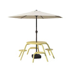 SOLARA 3/4-Seater Carbon Steel Table, Chair & Umbrella Set Ergonomic One-Piece Design High-Temp Coated Finish Stable Load-Bearing Structure - Yellow