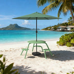 SOLARA 3/4-Seater Carbon Steel Table, Chair & Umbrella Set Ergonomic One-Piece Design High-Temp Coated Finish Stable Load-Bearing Structure - Green