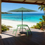SOLARA 3/4-Seater Carbon Steel Table, Chair & Umbrella Set Ergonomic One-Piece Design High-Temp Coated Finish Stable Load-Bearing Structure - Green