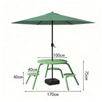 SOLARA 3/4-Seater Carbon Steel Table, Chair & Umbrella Set Ergonomic One-Piece Design High-Temp Coated Finish Stable Load-Bearing Structure - Green