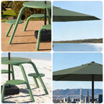 SOLARA 3/4-Seater Carbon Steel Table, Chair & Umbrella Set Ergonomic One-Piece Design High-Temp Coated Finish Stable Load-Bearing Structure - Green