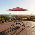 SOLARA 3/4-Seater Carbon Steel Table Chair & Umbrella Set Ergonomic One-Piece Design High-Temp Coated Finish Stable Load-Bearing Structure - Blue