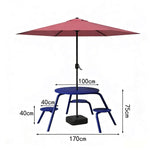 SOLARA 3/4-Seater Carbon Steel Table Chair & Umbrella Set Ergonomic One-Piece Design High-Temp Coated Finish Stable Load-Bearing Structure - Blue