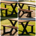 120/160/200cm SOLARA Outdoor Table & Chair Set Waterproof Sun-Resistant Plastic-Wood Surface Carbon Steel Frame Stable Anti-Corrosion Design - Black