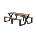 120/160/200cm SOLARA Outdoor Table & Chair Set Waterproof Sun-Resistant Plastic-Wood Surface Carbon Steel Frame Stable Anti-Corrosion Design - Black