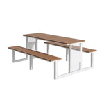 SOLARA Outdoor Set Chair & Table 120/160/200cm High-Temp Coated Steel Frame Strong Load-Bearing Waterproof Plastic-Wood Smooth Finish - White
