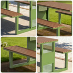 SOLARA Outdoor Set Chair & Table 120/160/200cm High-Temp Coated Steel Frame Strong Load-Bearing Waterproof Plastic-Wood Smooth Finish - Green