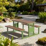 SOLARA Outdoor Set Chair & Table 120/160/200cm High-Temp Coated Steel Frame Strong Load-Bearing Waterproof Plastic-Wood Smooth Finish - Green