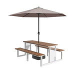 SOLARA 120/160/200cm Outdoor Set Umbrella & Chair Table High-Temp Coated Steel Frame Strong Load-Bearing Waterproof Plastic-Wood Smooth Finish - White