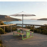 SOLARA 120/160/200cm Outdoor Set Umbrella & Chair Table High-Temp Coated Steel Frame Strong Load-Bearing Waterproof Plastic-Wood Smooth Finish - Green