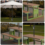 SOLARA 120/160/200cm Outdoor Set Umbrella & Chair Table High-Temp Coated Steel Frame Strong Load-Bearing Waterproof Plastic-Wood Smooth Finish - Green