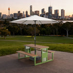 SOLARA 120/160/200cm Outdoor Set Umbrella & Chair Table High-Temp Coated Steel Frame Strong Load-Bearing Waterproof Plastic-Wood Smooth Finish - Green