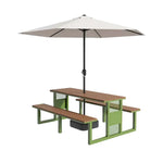 SOLARA 120/160/200cm Outdoor Set Umbrella & Chair Table High-Temp Coated Steel Frame Strong Load-Bearing Waterproof Plastic-Wood Smooth Finish - Green