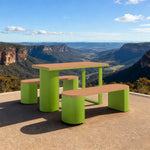 SOLARA Outdoor Set Chair & Table 120/140/160cm Anti-Corrosion Durable Steel Support Thick Plastic-Wood Surface Waterproof Sun-Resistant Design - Green