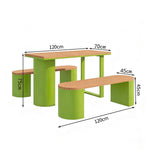 SOLARA Outdoor Set Chair & Table 120/140/160cm Anti-Corrosion Durable Steel Support Thick Plastic-Wood Surface Waterproof Sun-Resistant Design - Green