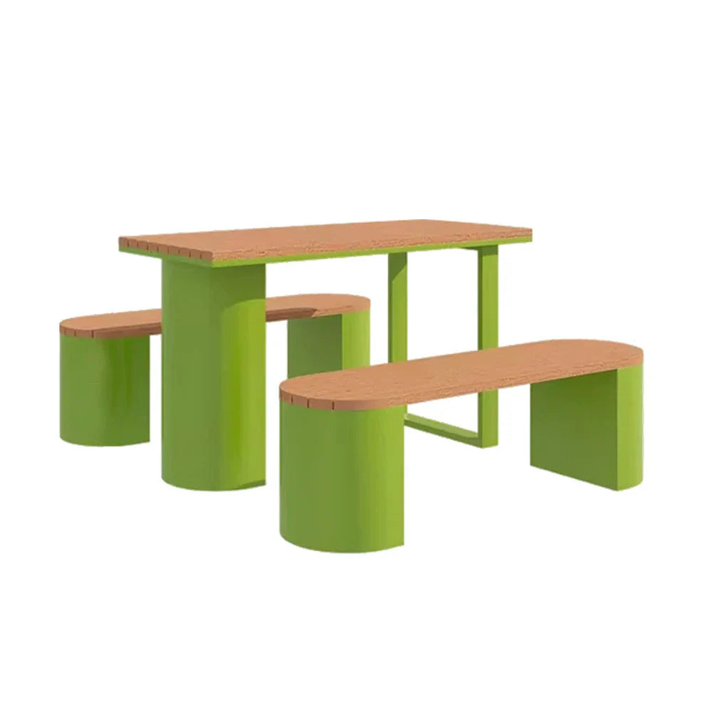 SOLARA Outdoor Set Chair & Table 120/140/160cm Anti-Corrosion Durable Steel Support Thick Plastic-Wood Surface Waterproof Sun-Resistant Design - Green