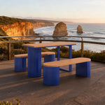 SOLARA Outdoor Set Chair & Table 120/140/160cm Anti-Corrosion Durable Steel Support Thick Plastic-Wood Surface Waterproof Sun-Resistant Design - Blue